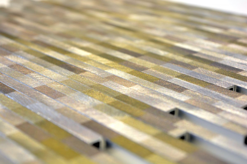 Hand-painted mosaic tile aluminum light brown composite Alu Brick brushed Coloured Light MOS49-L102L_m