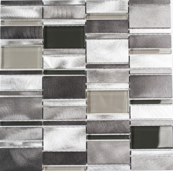 Hand sample mosaic tile aluminum translucent combination aluminum glass mosaic Crystal clear grey MOS49-0204_m
