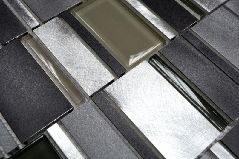 Mosaic tile aluminum combination glass mosaic clear grey kitchen splashback MOS49-0204
