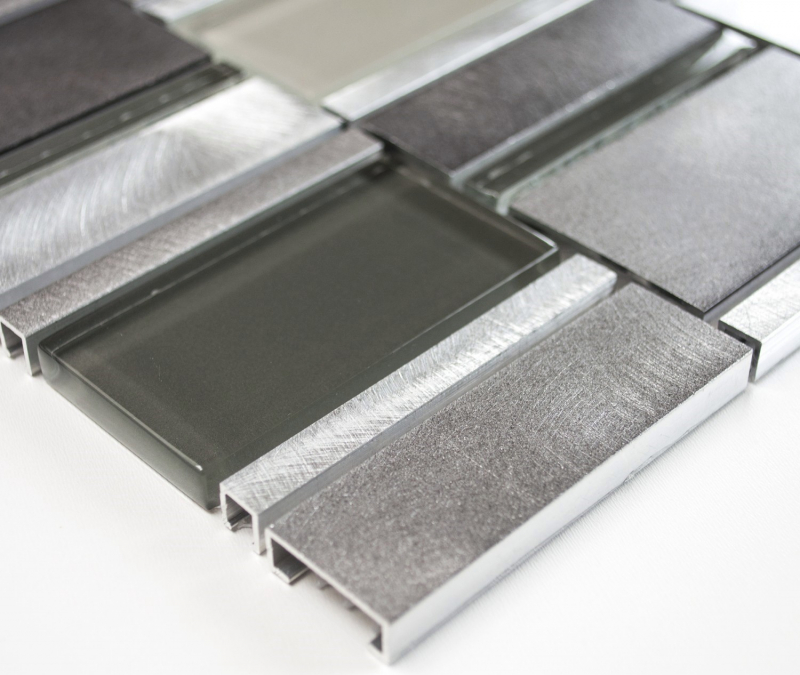 Mosaic tile aluminum combination glass mosaic clear grey kitchen splashback MOS49-0204
