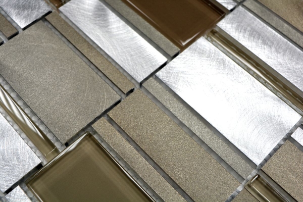 Hand sample mosaic tile aluminum translucent combination aluminum glass mosaic Crystal beige brown MOS49-1202_m