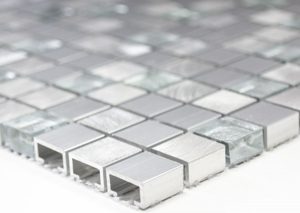 Hand sample mosaic tile aluminum translucent aluminum glass mosaic Crystal silver MOS49-A309F_m