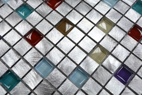 Hand sample mosaic tile aluminum translucent aluminum glass mosaic Crystal silver colorful MOS49-A702_m