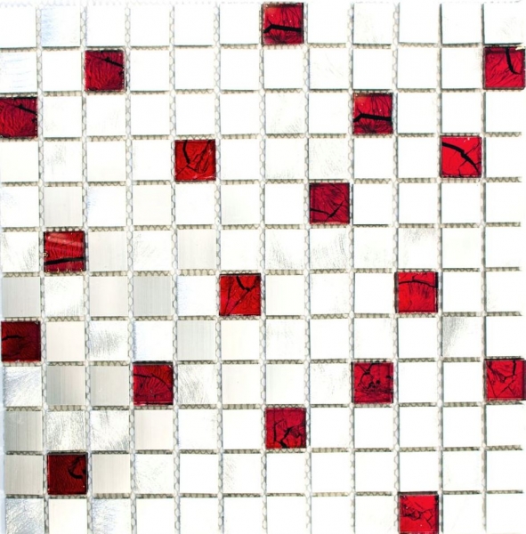 Hand sample mosaic tile aluminum translucent aluminum glass mosaic Crystal silver red MOS49-O301F_m