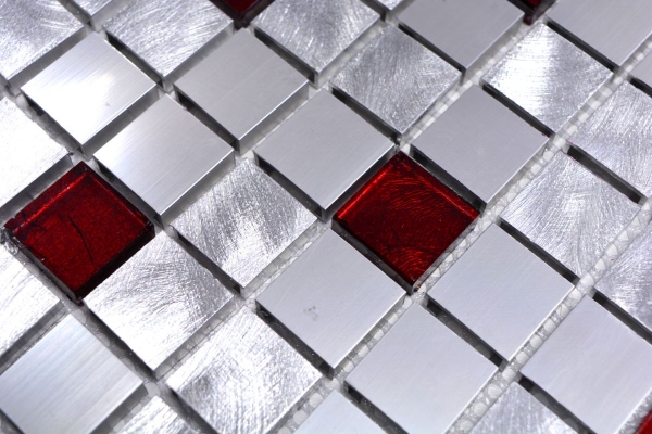 Hand sample mosaic tile aluminum translucent aluminum glass mosaic Crystal silver red MOS49-O301F_m