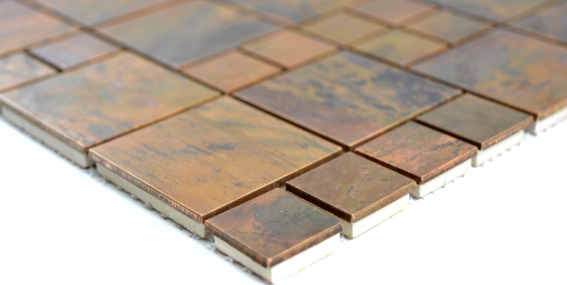 Hand-patterned mosaic tile copper copper combination brown kitchen MOS49-1502_m