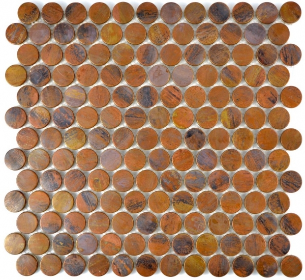 Hand-patterned mosaic tile copper copper button brown kitchen MOS49-1506_m