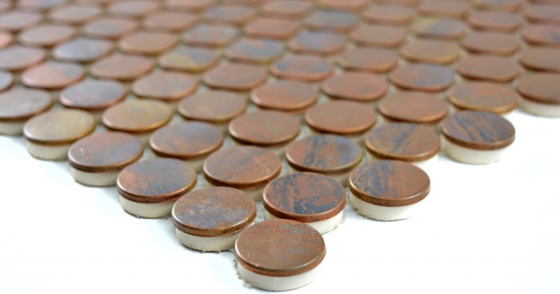 Hand-patterned mosaic tile copper copper button brown kitchen MOS49-1506_m