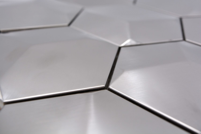Stainless steel mosaic tile silver hexagon 3D brushed matt tile backsplash kitchen wall