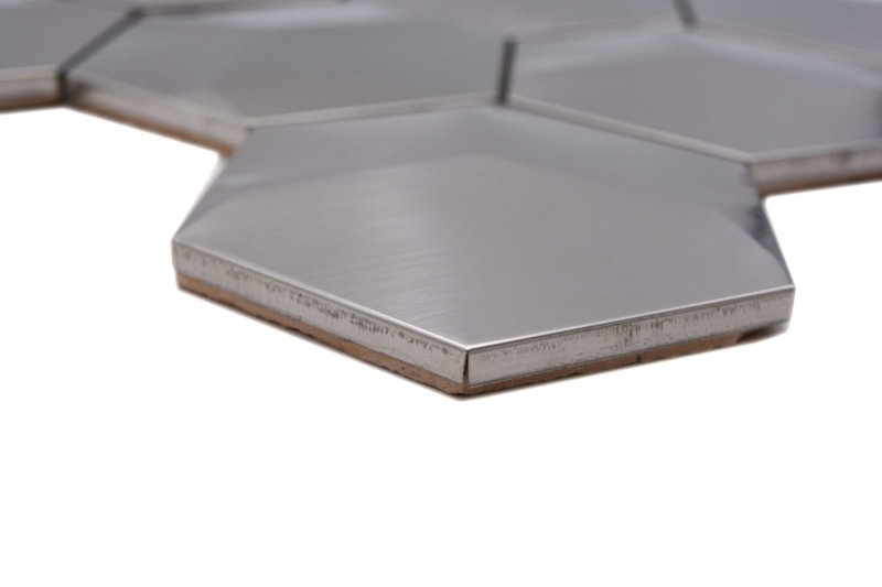 Stainless steel mosaic tile silver hexagon 3D brushed matt tile backsplash kitchen wall