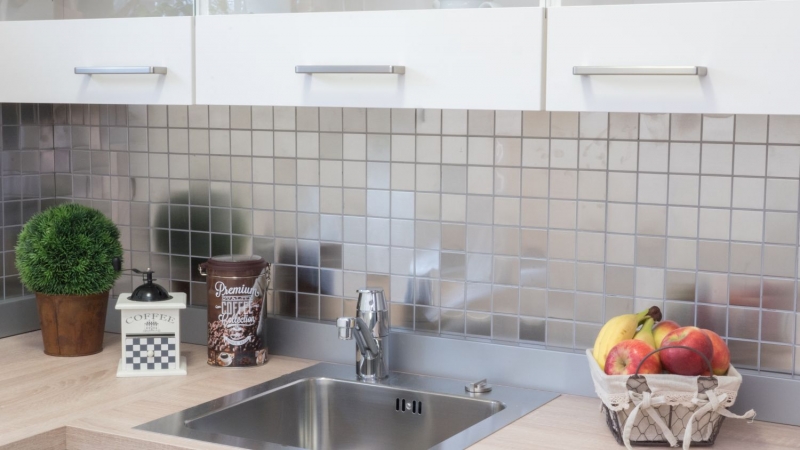 Stainless steel mosaic tile silver brushed matt tile backsplash kitchen wall MOS129-48D
