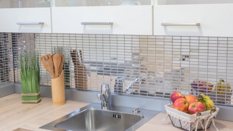 Stainless steel mosaic tile silver rectangular glossy backsplash kitchen wall MOS129-0215