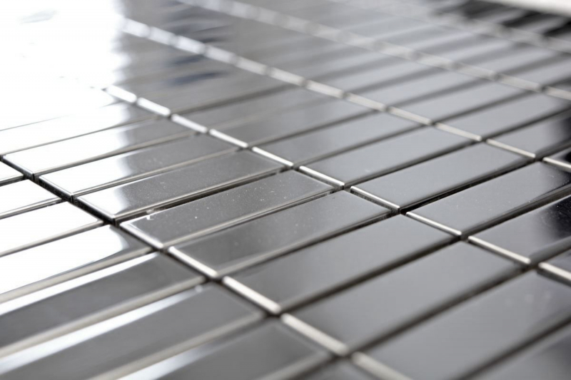 Hand sample mosaic tile stainless steel silver rectangle silver steel glossy MOS129-0215_m