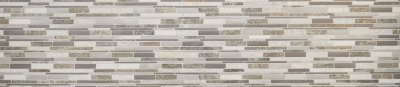 Hand pattern mosaic tile quartzite natural stone aluminum silver gray light beige composite MOS49-XSA535_m
