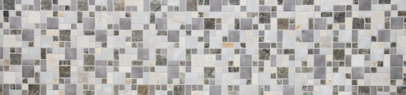 Mosaic tile quartzite natural stone aluminum silver gray light beige combination MOS49-525