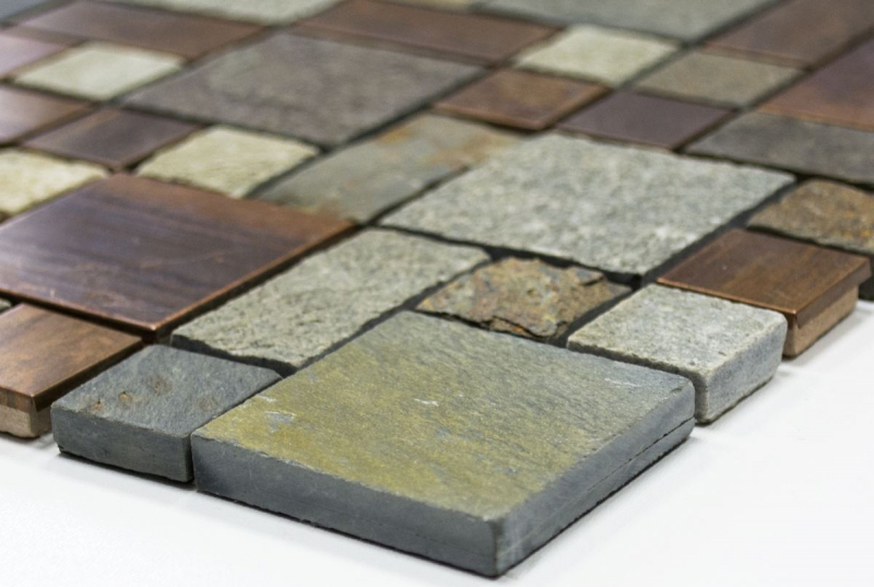 Hand pattern mosaic tile copper gray rust copper combination tile backsplash kitchen stone MOS47-595_m