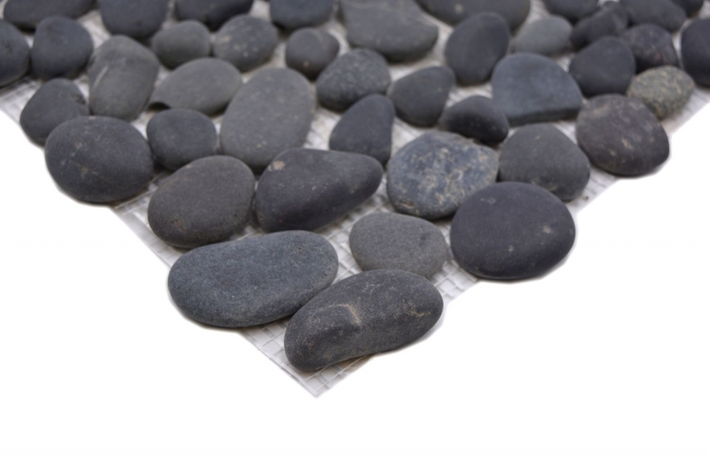 River pebble Stone pebble curved dark gray anthracite black shower tray shower wall kitchen - MOS30-0208