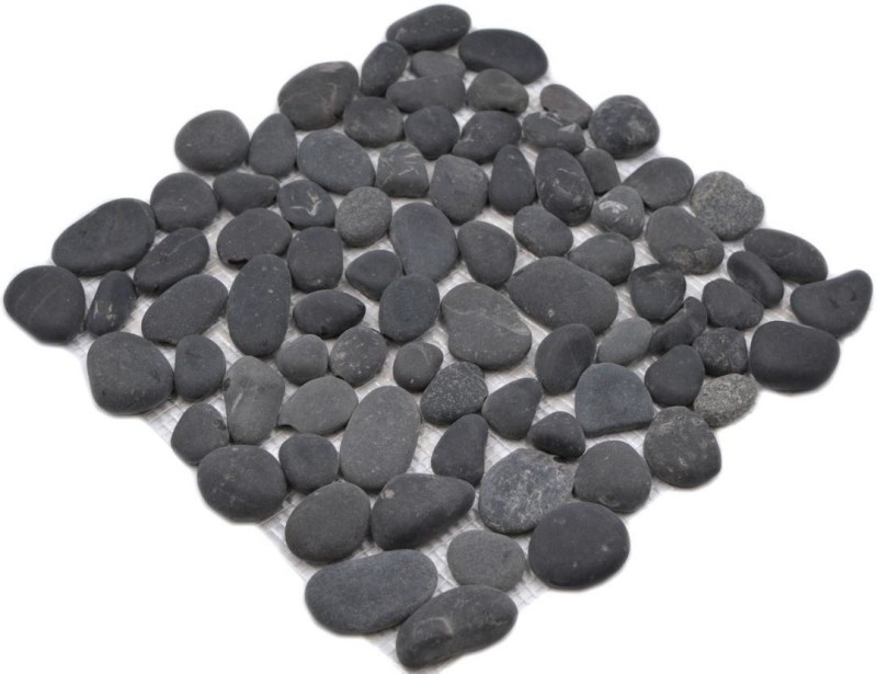River pebble Stone pebble curved dark gray anthracite black shower tray shower wall kitchen - MOS30-0208