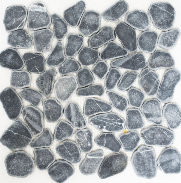 Hand sample mosaic tile river pebble stone pebble cut black MOS30-0302_m