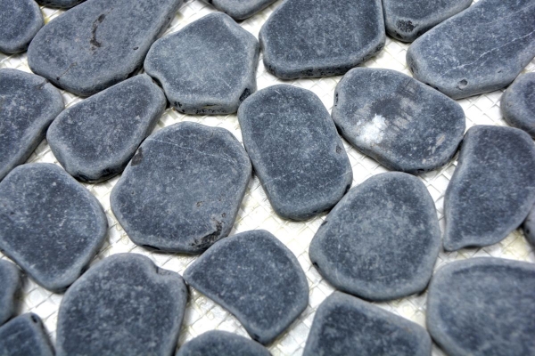 Mosaic tile river pebble stone pebble cut black MOS30-0302_f