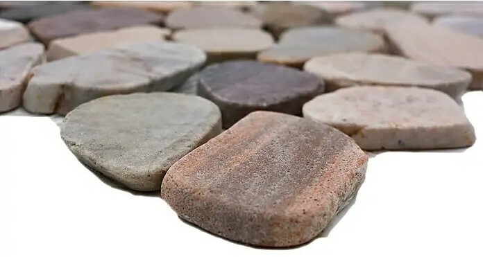 Tile river pebble stone pebble cut beige gray red green cream sand shower tray tile backsplash kitchen - MOS30-0204