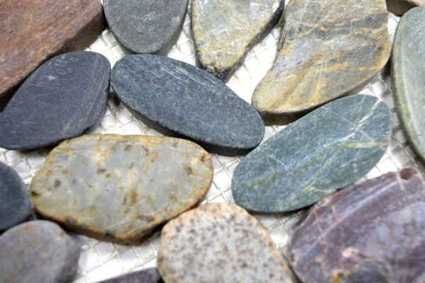 Mosaic tile river pebble stone pebble cut white-yellow MOS30-0104_f