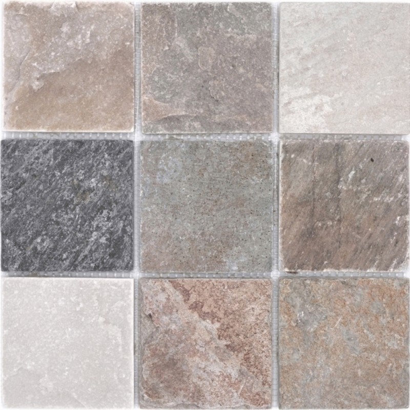 Quartzite natural stone mosaic tile beige gray wall floor shower kitchen splashback tile backsplash bathroom - MOS36-0210