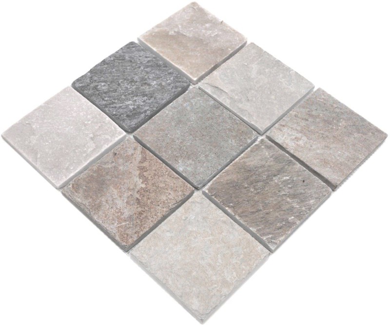 Quartzite natural stone mosaic tile beige gray wall floor shower kitchen splashback tile backsplash bathroom - MOS36-0210