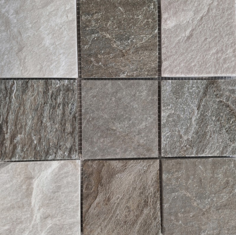 Quartzite natural stone mosaic tile beige gray wall floor shower kitchen splashback tile backsplash bathroom - MOS36-0210