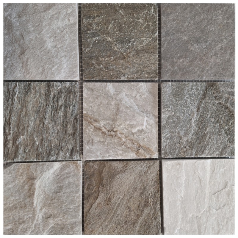 Quartzite natural stone mosaic tile beige gray wall floor shower kitchen splashback tile backsplash bathroom - MOS36-0210