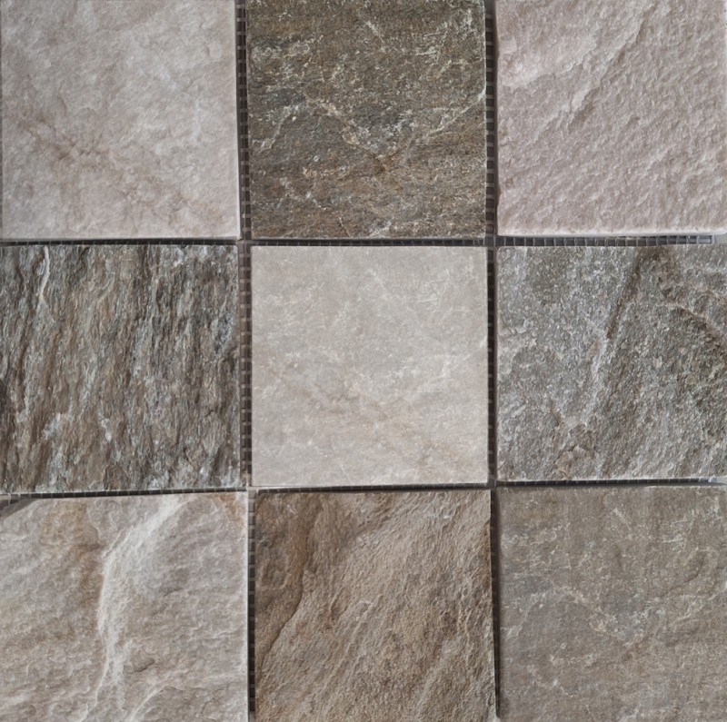 Quartzite natural stone mosaic tile beige gray wall floor shower kitchen splashback tile backsplash bathroom - MOS36-0210