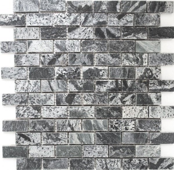 Mosaic tile Quartzite natural stone Brick silver-grey polished MOS28-0202_C_f