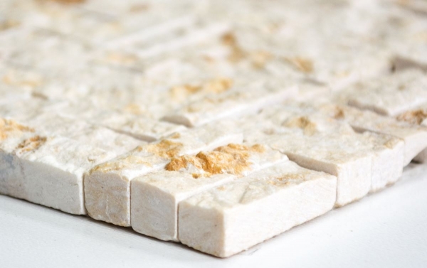 Mosaic tile marble natural stone parquet Splitface sunny beige 3 D MOS42-x3d63_f