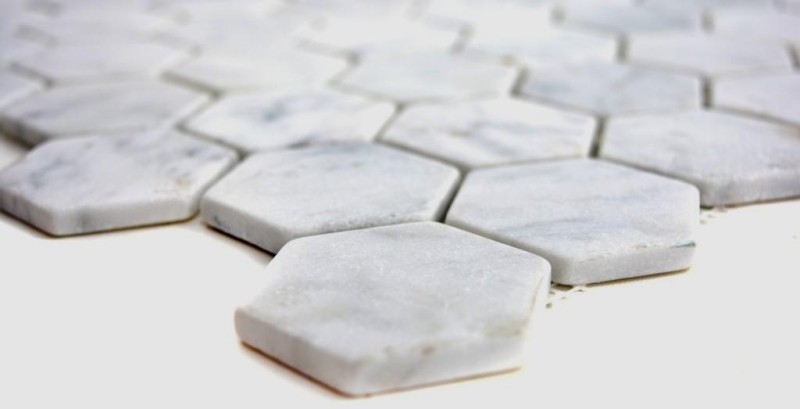 Marble mosaic tile natural stone hexagon white anthracite Carrara look backsplash wall tile - MOS44-0103