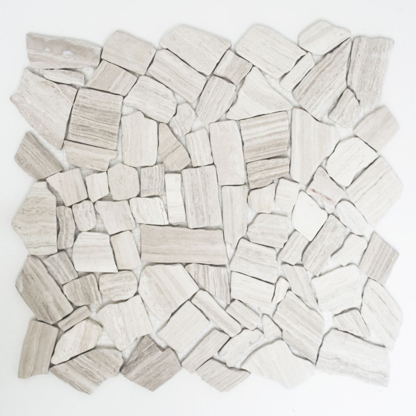 Hand-patterned mosaic tile marble natural stone quarry ciot gray stripes MOS44-0202_m