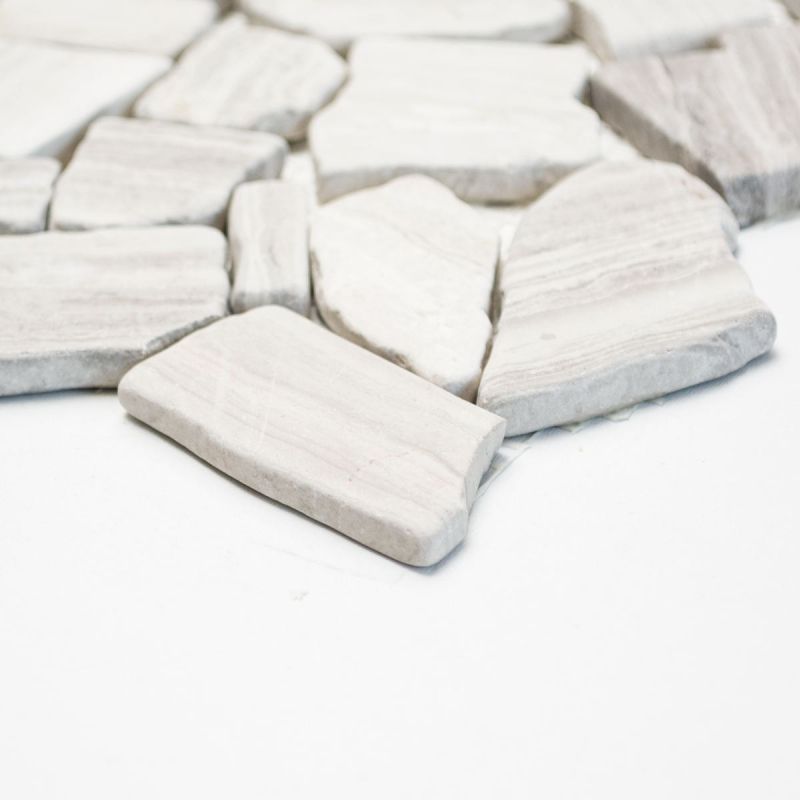 Hand-patterned mosaic tile marble natural stone quarry ciot gray stripes MOS44-0202_m