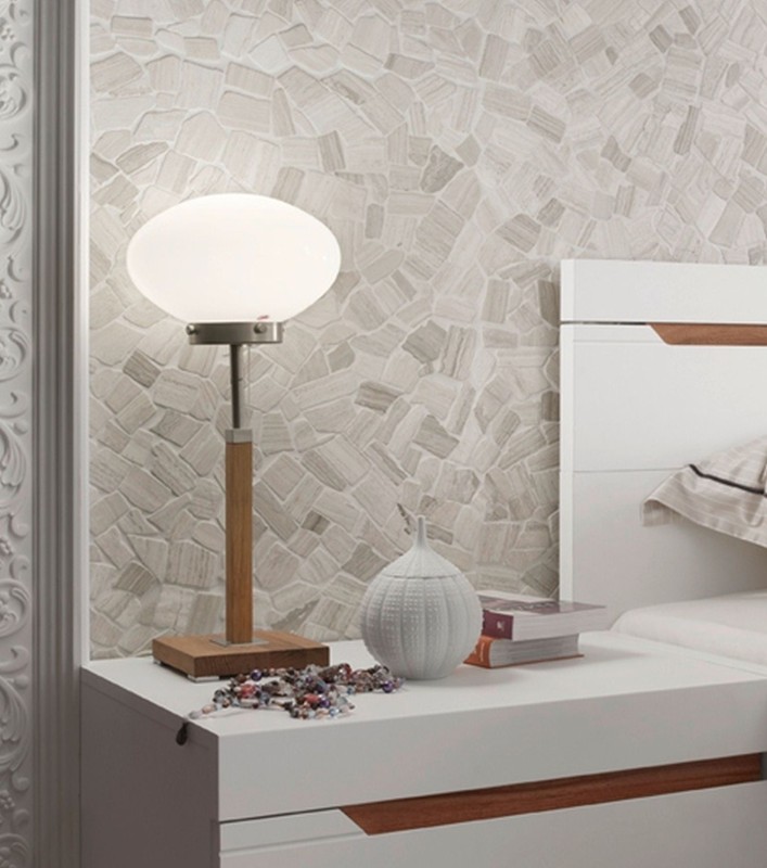 Mosaic quarry marble natural stone polygonal gray stripes light gray silver tile backsplash wall cladding kitchen - MOS44-0202