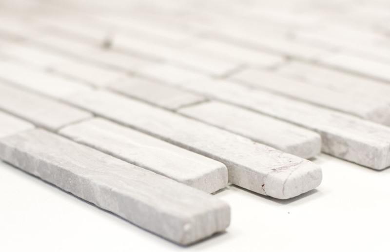 Mosaic marble natural stone brick composite rods light gray stripes splashback wall cladding - MOS40-MOSBrick2012