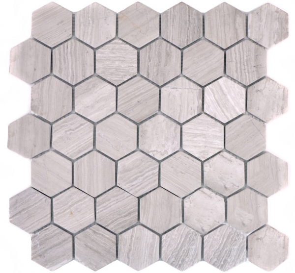 Hand sample mosaic tile marble natural stone hexagon marble gray stripes MOS44-1205_m