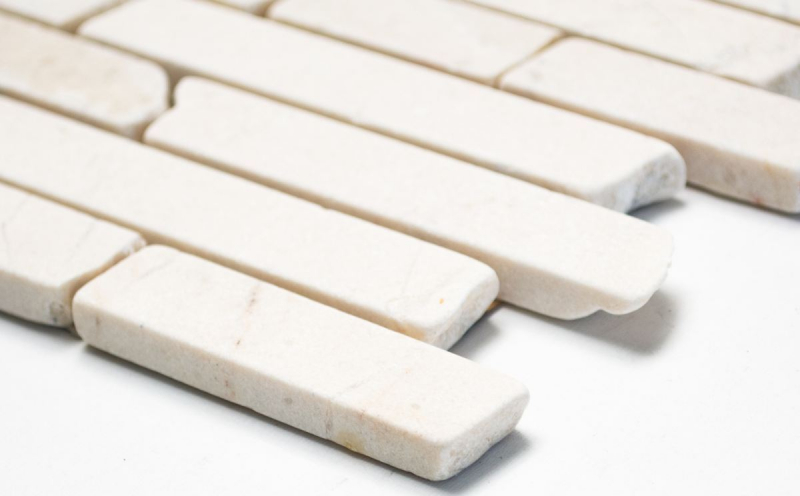 Mosaic tile Marble Natural stone white Brick Botticino Anticato Kitchen splashback MOS40-0102_f