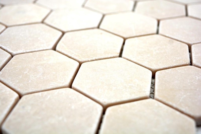 Marble mosaic tile natural stone beige cream vanilla hexagon backsplash wall tile bathroom - MOS42-1212
