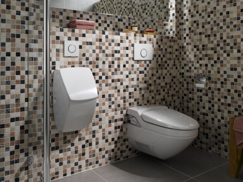 Marble mosaic tile natural stone cream beige red green random shower screen - MOS42-1204