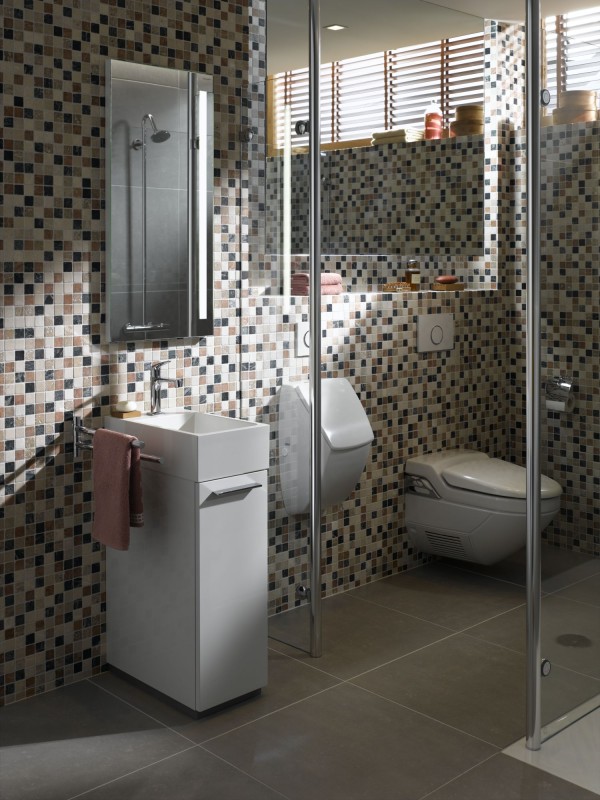Marble mosaic tile natural stone cream beige red green random shower screen - MOS42-1204