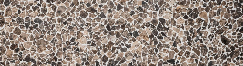 Mosaic quarry marble natural stone polygonal Impala dark brown flamed wall cladding splashback - MOS44-1306