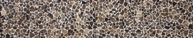 Mosaic quarry marble natural stone polygonal Impala dark brown flamed wall cladding splashback - MOS44-1306