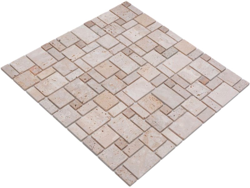 Travertine mosaic tiles terrace wall floor natural stone beige brown tile backsplash kitchen tile bathroom - MOS43-1212-15