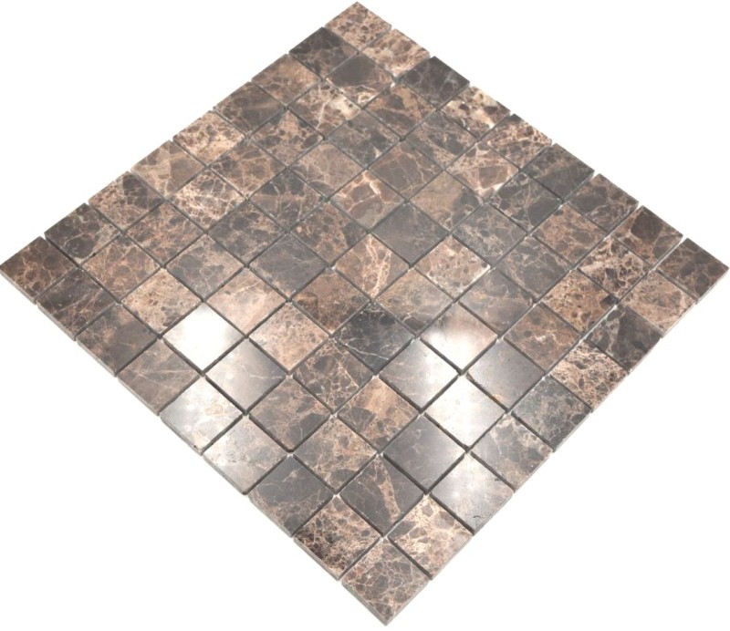 Marble mosaic tile natural stone dark brown mix polished glossy backsplash kitchen - MOS42-1306