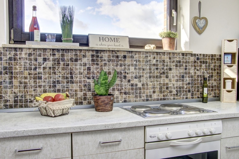 Marble mosaic tile natural stone dark brown mix polished glossy backsplash kitchen - MOS42-1306
