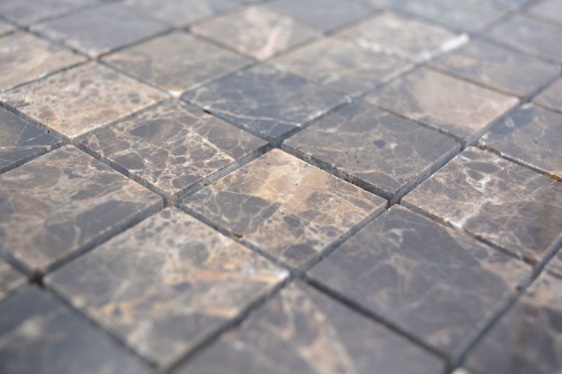 Marble mosaic tile natural stone dark brown mix polished glossy backsplash kitchen - MOS42-1306