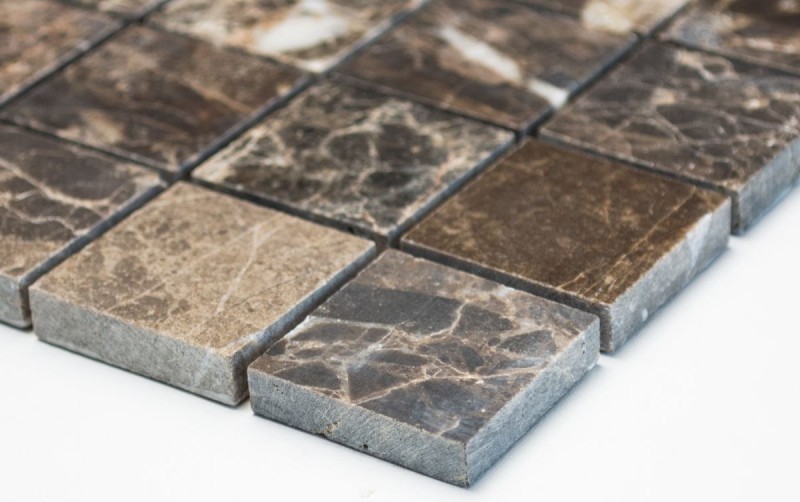 Marble mosaic tile natural stone dark brown mix polished glossy backsplash kitchen - MOS42-1306